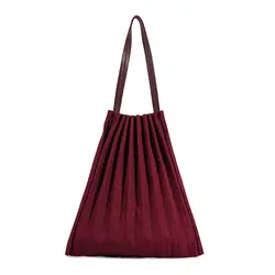 2019 Япония новый стиль простая плиссированная Портативная сумка на плечо большая емкость хозяйственная сумка одноцветная удобная сумка Miumiu
