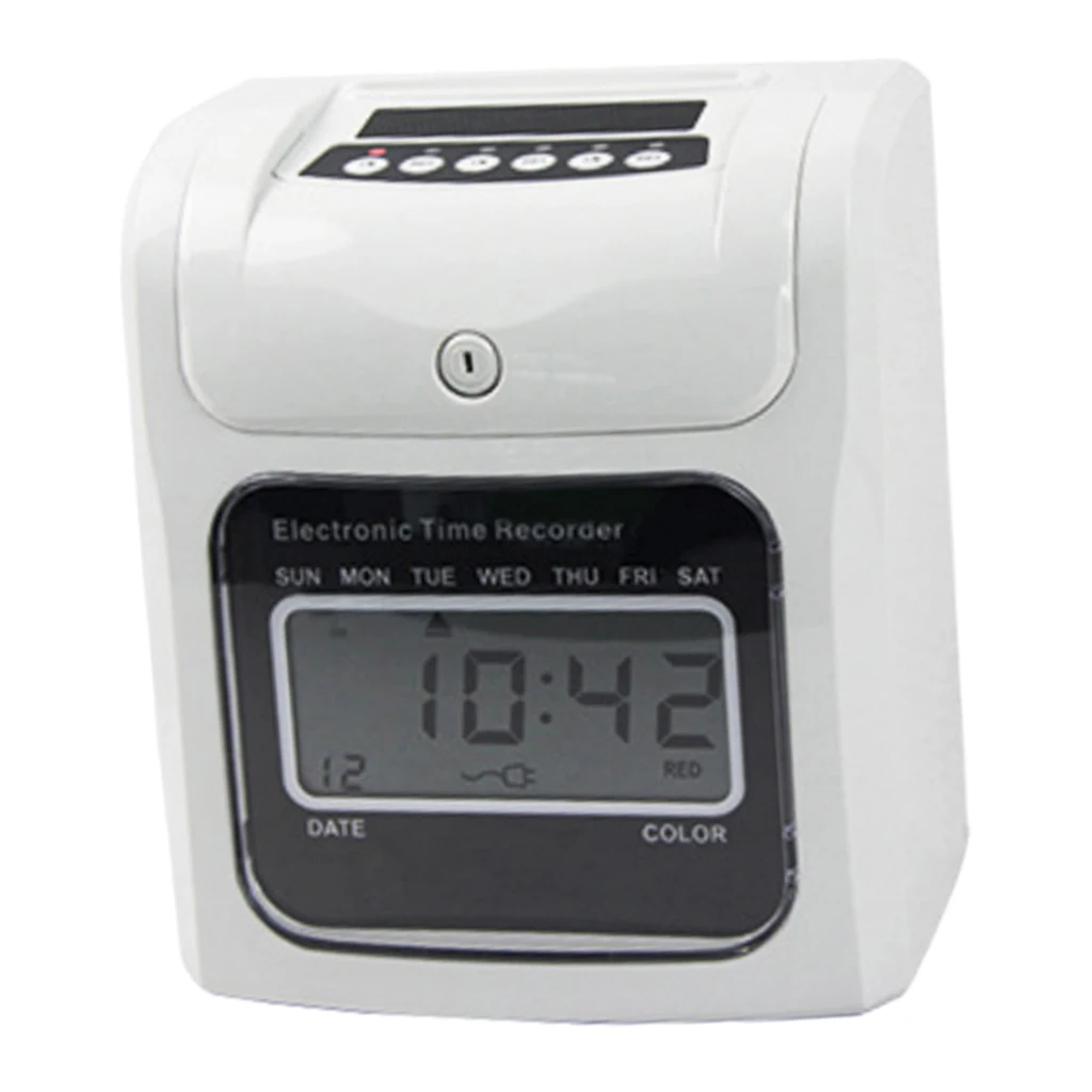 Office Employee Attendance Digital Time Clock LCD Display w/50 Cards UK Plug