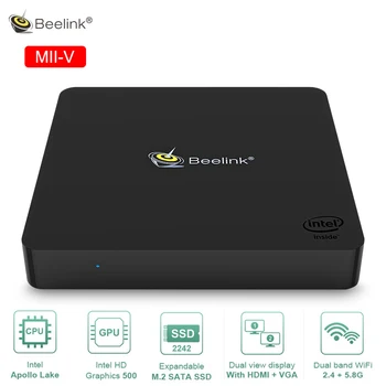 

Beelink MII-V Mini PC Intel Apollo Lake N3350/N3450 Intel HD Graphics 500 4GB RAM 64GB/128GB ROM Dual Display 2.4G/5.8G WiFi BT