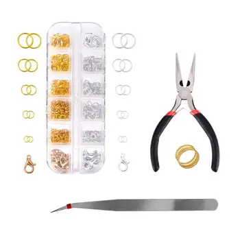

12grid/lot Open Jump Rings Split Rings Lobster Clasps Pliers Set for Jewelry Findings Making Jewelry Accessories Set Wholesale