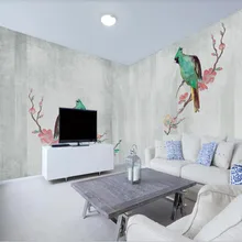 Индивидуальные обои, китайский стиль, ручная роспись, ручная работа, цветок, птица, сорока, панорама, задний план, настенная Большая фреска