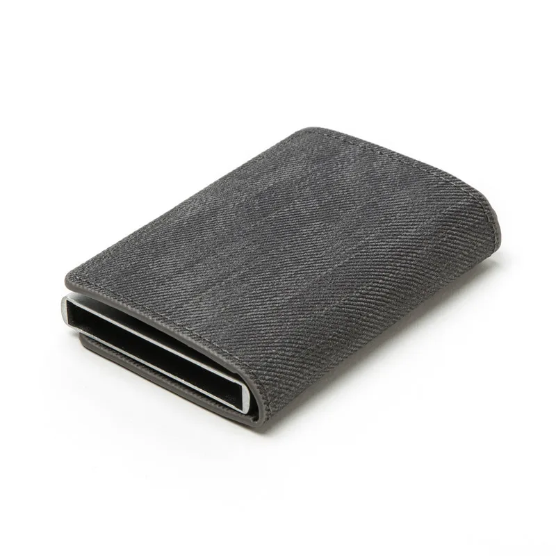 ZOVYVOL RFID блокирующий держатель для карт Противоугонный клатч одиночная коробка мужской женский кошелек джинсовый бизнес всплывающий металлический чехол для ID подарок
