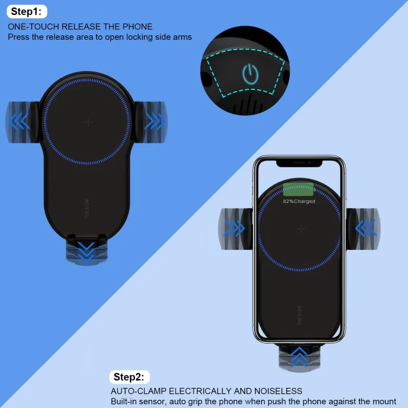 Qi Быстрая зарядка беспроводной зарядки Автомобильный Держатель автоматический зажим вентиляционное отверстие держатель для телефона для
