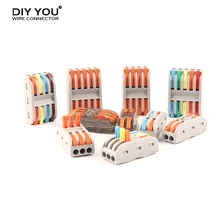 10/30/50/100 PCS Wire Connector Universal Compact Conductor Spring Splicing Push-in Terminal Block SPL 2 3 4 5 Pin With Lever 5 pcs 4 pins spring loaded push type speaker terminal board 64x25mm