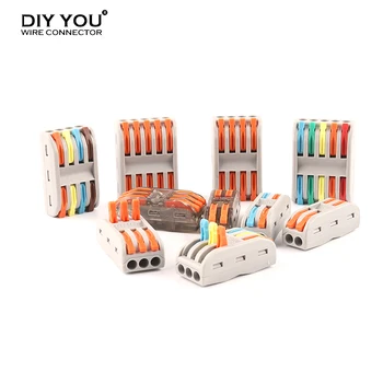 

10/30/50/100 PCS Wire Connector Universal Compact Conductor Spring Splicing Push-in Terminal Block SPL 2 3 4 5 Pin With Lever