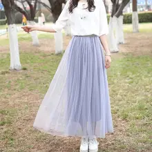 Модная новинка весна лето женская шифоновая юбка сплошные Юбки Женская длинная юбка макси