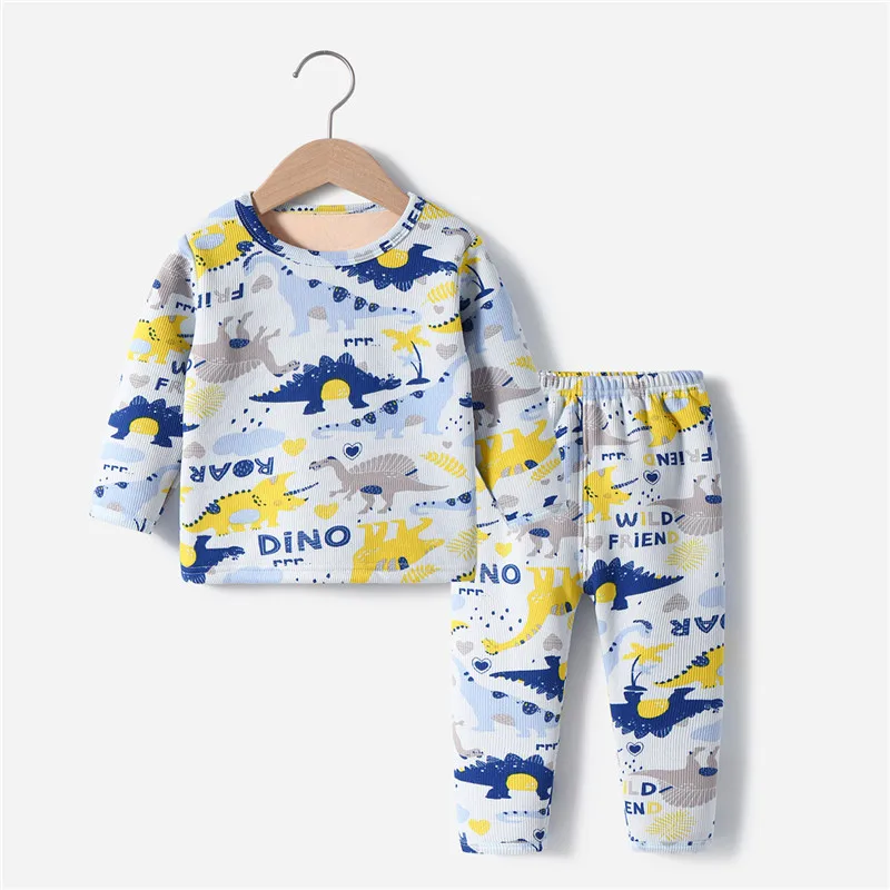 Детские пижамы; Хлопковая пижама; модная зимняя флисовая одежда для мальчиков и девочек; детская одежда для сна; pigiama natale; детская пижама с динозавром