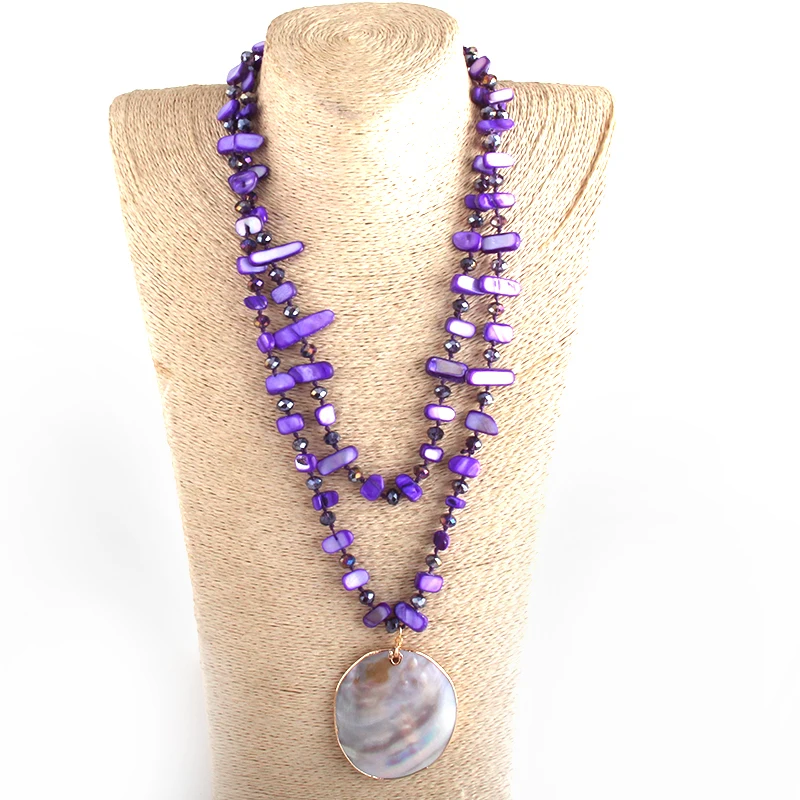 Collana Donna A Conchiglia Boho Con Perle Glitterate - Gioiello Multistrato In Acrilico Resistente, Leggera (14g) Per Look Da Spiaggia E Festa
