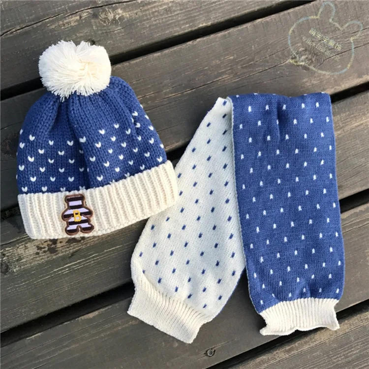 

CHILDREN'S Hat Autumn & Winter Fashion Baby Knitted Wool Scarf Two-Piece Set Men And Women Children Earmuff Warm Set of Head Cap