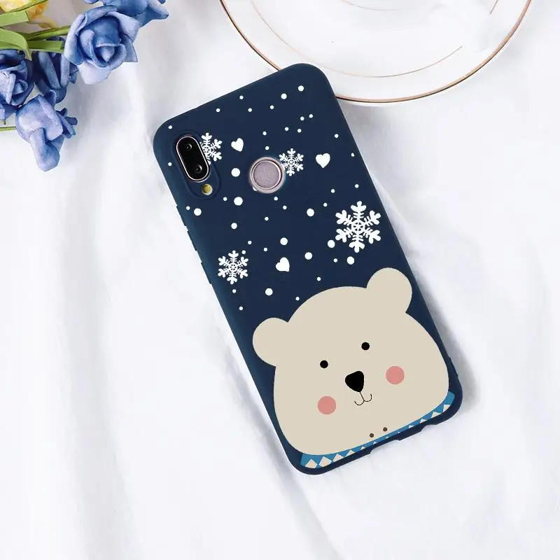 Чехол с рождественским рисунком снеговика медведя в подарок для huawei P20 Lite P30 P20 Pro P10 P9 P8 Lite P Smart