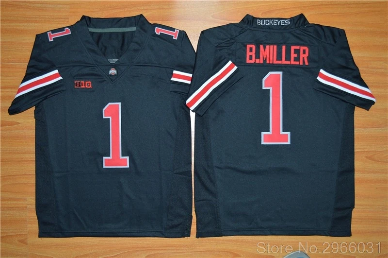 Ohio State Buckeyes Брэкстон Миллер 1 Колледж Jersey-White Нажмите на изображение для просмотра в полный размер красные, черные сшитые Размеры S-3XL
