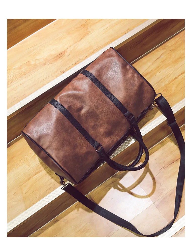 New Pu Leather Portable Travel Bags for Men and Women Large Capacity Leisure Simple Luggage Travel Single Shoulder Diagonal Bag
