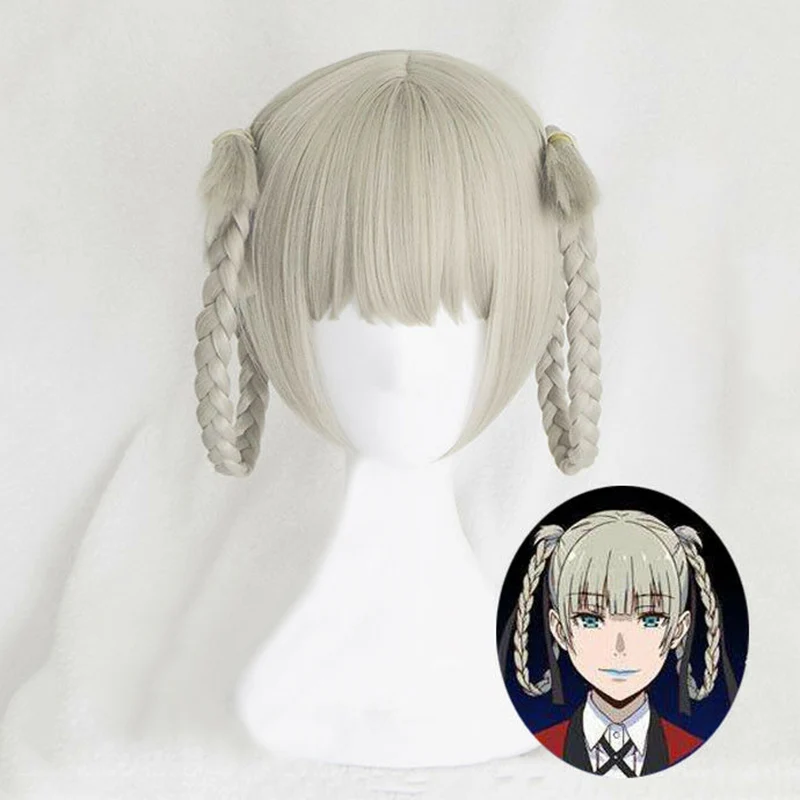 Короткий термостойкий костюм для косплея Kakegurui momoboami Kirari из зеленых и серых волос
