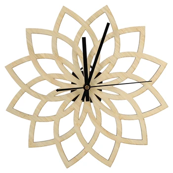 

Natural Peach Wooden Lotus Modern Wall Clock Fashion Creative Flower Wall Log Quartz Clock Mute