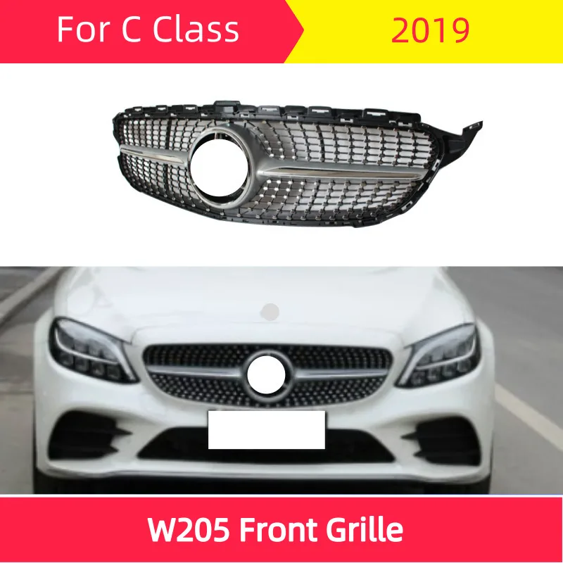 Алмазная Передняя решетка для mercedes W205 подходит для C класса C180 C200 C300 СПОРТ ПЕРЕДНЯЯ РЕШЕТКА