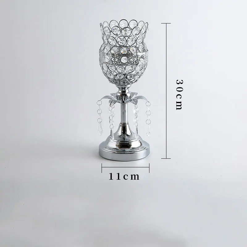 Silver 30cm Скандинавские Lron Художественные Хрустальные подсвечники для свадебной вечеринки, Рождества, Хэллоуина, украшения для дома, украшения для свечи, фонарь - Цвет: Silver 30cm