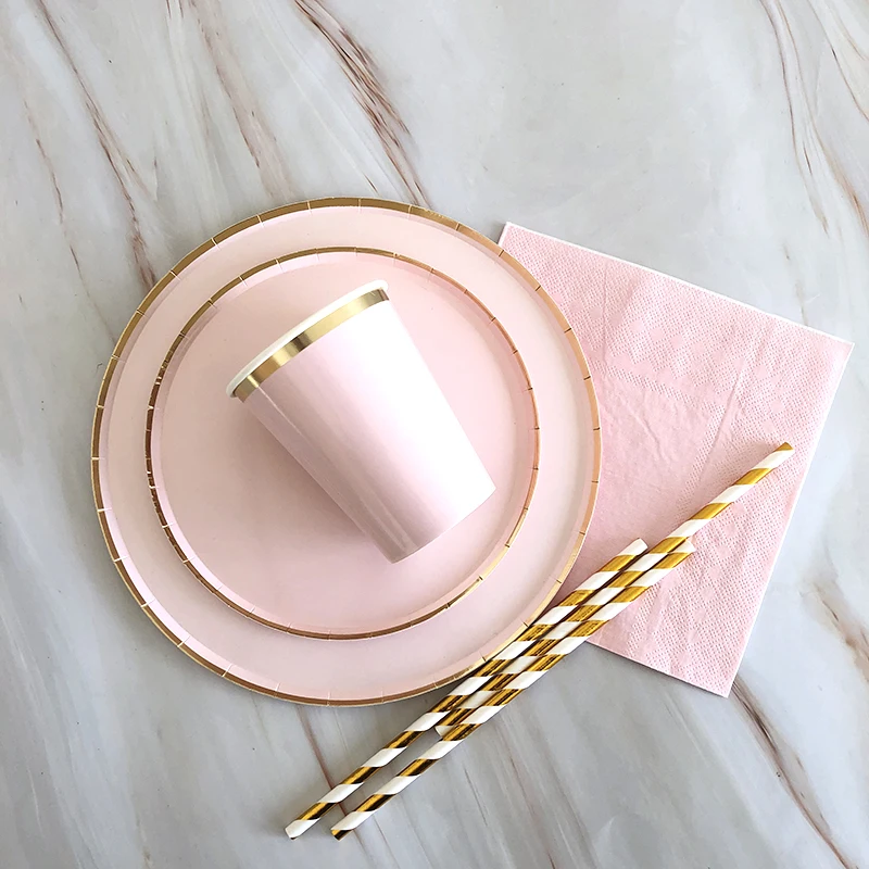 Set Stoviglie USA E Getta Per Festa Rosa | 53 Pezzi: Tovaglia, Piatti, Bicchieri, Tovaglioli | Compleanno Ragazza