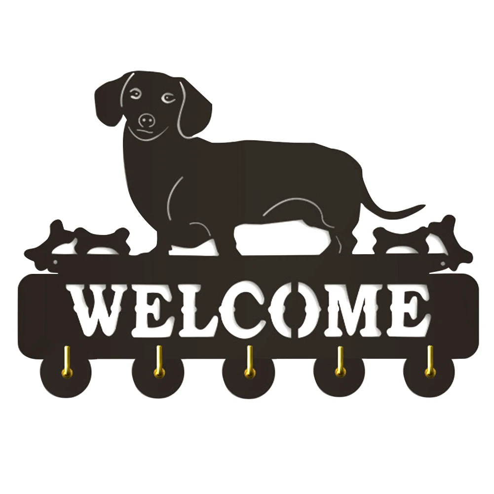 Modern Cute Home Decorative 5 Hooks Towels Scarfs Rack Clothing Bag Key Holder Self Adhesive Wall Hook Dachshund Shape Coat |