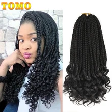 TOMO, 14, 18, 24 дюйма, в коробке, косички, кудрявые, вязанные крючком косички, 22 пряди, синтетические, Омбре, косички, волосы для наращивания, вязанные крючком волосы для женщин