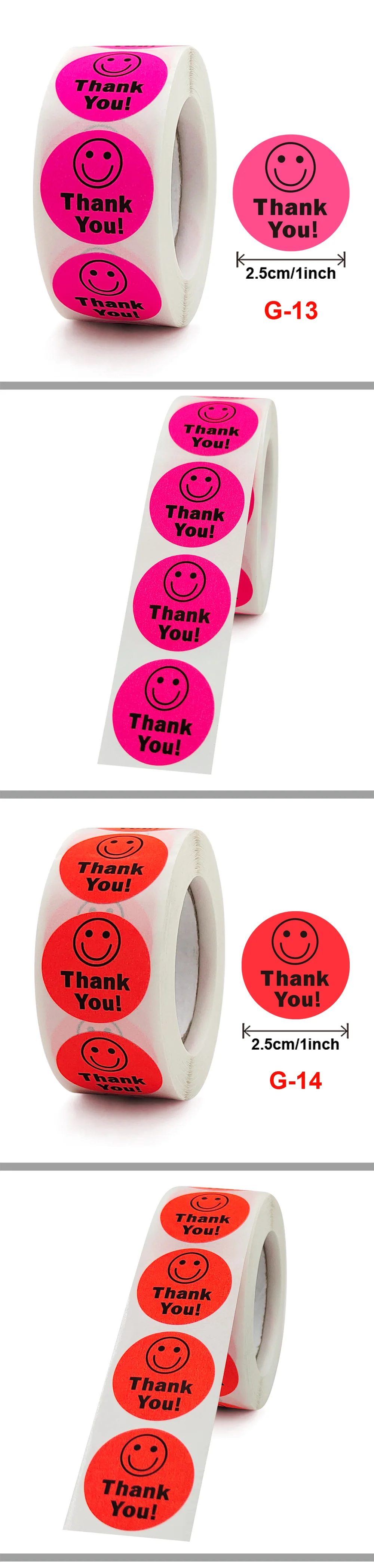 500Page One Roll Children Stationery Stickers Tape Creative School Smiley Face Reward Thank You Cute Fluorescent Color Kids Toy