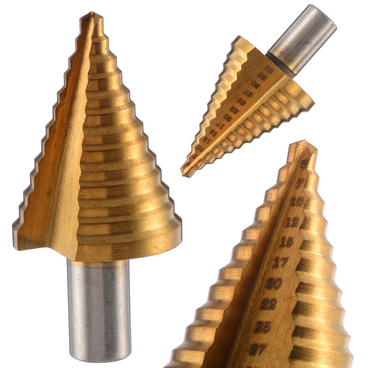 Durable 5-35mm Titanium Cone HSS Steel Step Drill Bit Metal Working Drilling Hole Cutter Step Bits Multi For Wood Metal Drilling