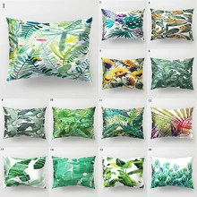 

Rectangle Tropical plants Print Cushion Cover Polyester Pillow Case Throw Pillows Home Decor Sofa Decorative Pillowcase 30*50cm