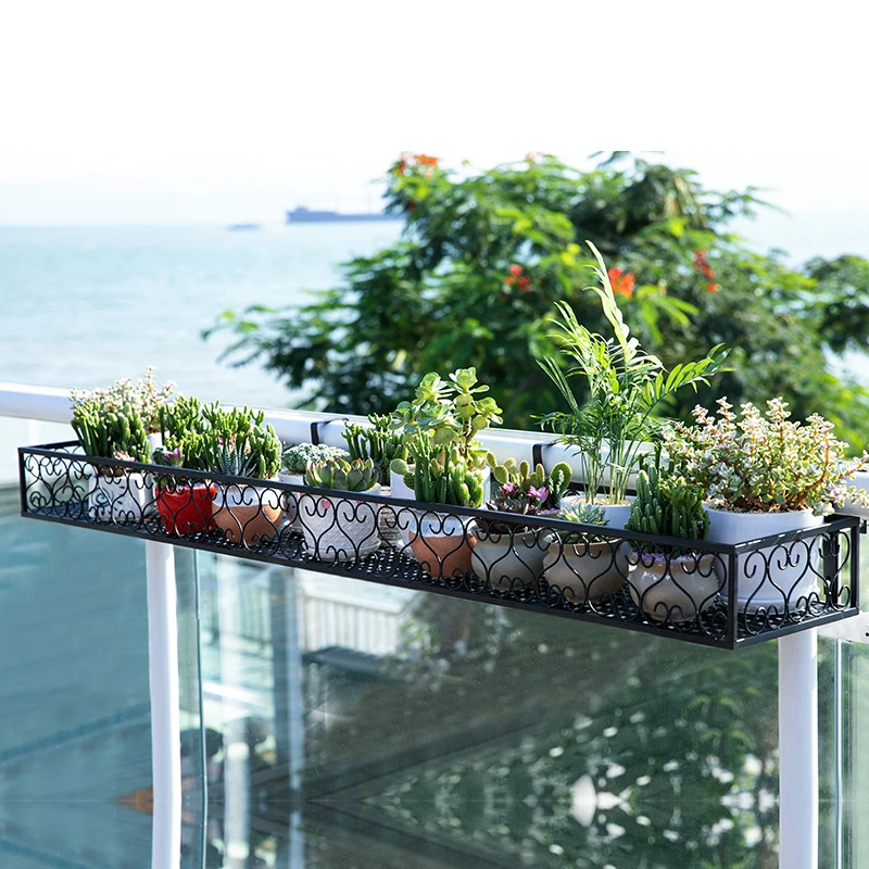 

Rack Suspension Iron Art Wall Multi-storey Flowerpot Frame Green Luo Guardrail Many Function Storage Balcony Flower Rack
