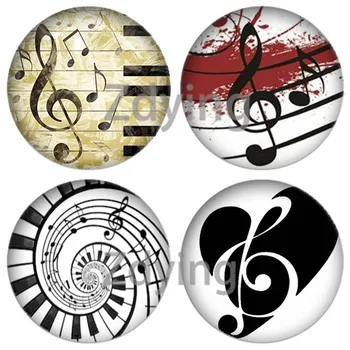 

Zdying DIY Design Music Notes Round Glass Photo Cabochon Demo Flat Back Making Brooch Earrings Necklace Pendant Jewelry Findings
