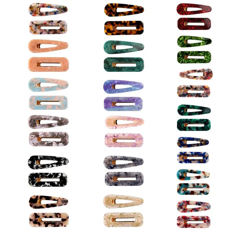 

1 Set Acrylic Resin Hair Barrettes Alligator Hair Clips,1pcs Hair Clips Marble Pattern Hairpins Geometric Alligator Clips for