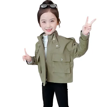 

Girls Jacekt Outerwear Solid Color Coat Girl Spring Autumn Children's Jackets Casual Style Clothes For Girls 6 8 10 12 14