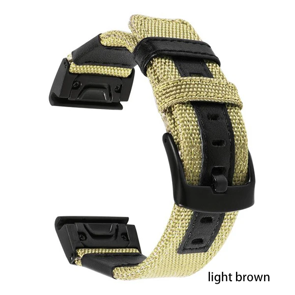 26 мм для Garmin Fenix 5X/5/935 натуральный нейлон+ кожаный ремешок для часов Quick Easy Fit ремешок для часов застежка из нержавеющей стали ремешок на запястье - Цвет ремешка: light brown