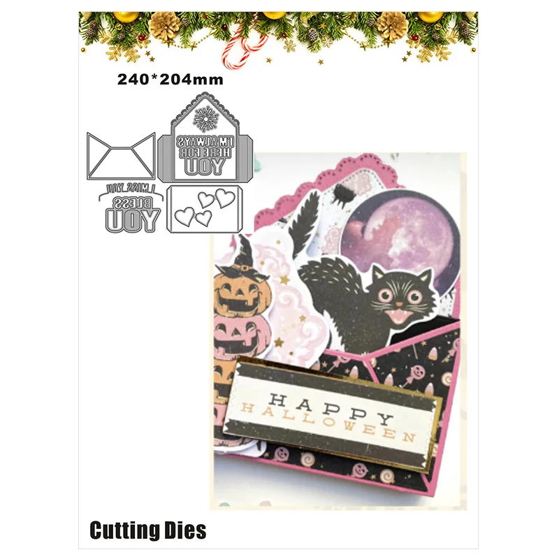 

New Here For You Happy Halloween Craft Embossing Mold 2021 Metal Cutting Dies For DIY Decorative Scrapbooking Album Card Making