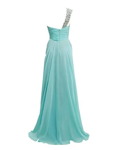 Fashion One-Shoulder With Crystals Evening Dress Long Chiffon Vestidos De Fiesta Largos Elegantes Party Dress Robe De Soir&eacute;e
