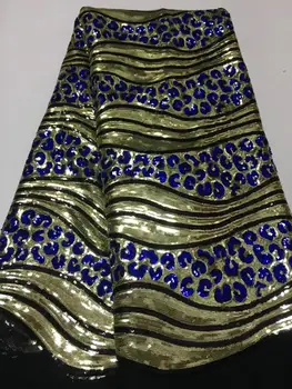 

Gold Sequined African French Mesh Net Lace Fabric For India Evening Party Dress Fabrics 2019 New Nigeria Sequins Voile Pink Blue