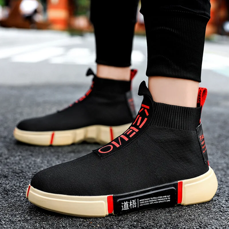

2019 New Style Summer Trend Men's Shoes Versatile Sports Casual High-top Board Shoe Autumn Elasticity Socks Trendy Shoes Hip Hop