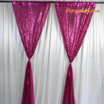 

Royaltime 2x8.5ft Shiny Fuchsia Sequin Backdrops Party Wedding Photo Booth Background Decor Sequin Curtains Drape Sequin Panels