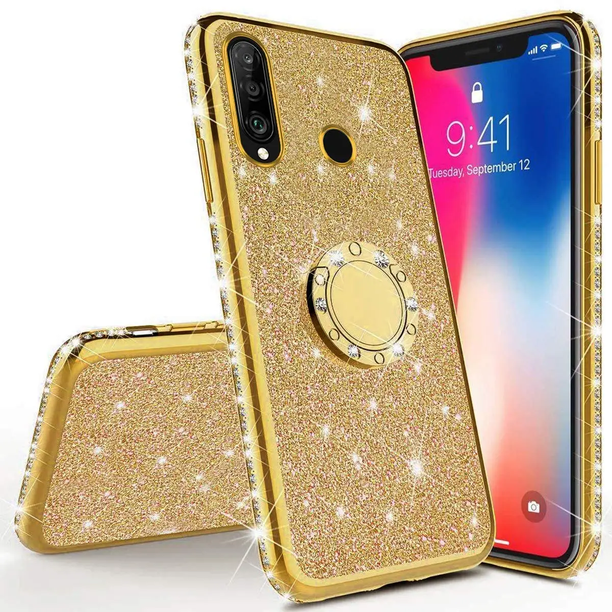 ZGold Алмазный Мягкий блестящий чехол HONOR 7X 8X mate 20 10 Finger Ring Cover для HUAWEI P20 Lite P30 Pro P Smart Z P10 Nova 3 3i - Цвет: ZGold
