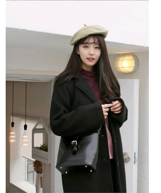 Autumn Winter New Women loose Medium Length Woolen Coat Female Fashion Casual Jackets Thick Warm Solid Color Coats CA3348