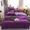4Pcs Skin Friendly and Brushed Duvet Cover Set, Solid Brown Purple Quilt Cover with Sheet Pillowcases, Luxury Hotel Bedding Set 2