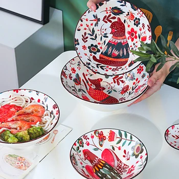 

9 Inch Unique Design Ceramic Tableware High-Grade Cartoon Pattern Dining Hall Dessert Snack Spaghetti Plate Household Utensils