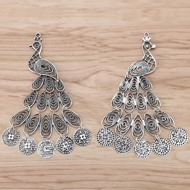 Большая филигранная подвеска в виде павлина 2 шт. подвески для ожерелья ювелирные