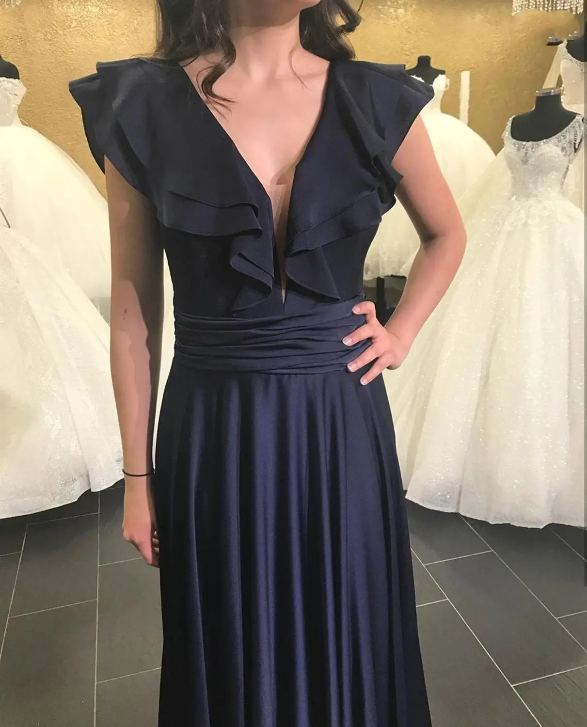 Nave синий пол длина сексуальный v-образным вырезом vestidos de noche cortos elegantes lebanon Формальные GownsEvening платья длинное вечернее платье