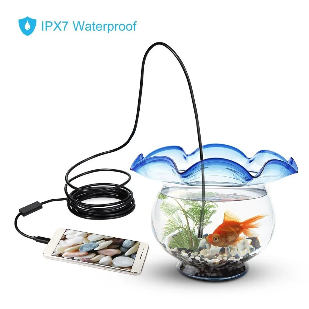 LESHP 7 мм 1 м 720P type-C USB эндоскоп водонепроницаемый осмотр бороскоп трубка камера 6 светодиодный регулируемый жесткий/мягкий провод