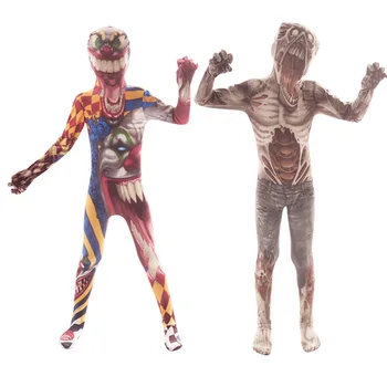 

Children Halloween Horror Mutant Joker Cosplay Costume Boys Girls Horror Skeleton Zombie Monster Jumpsuit Onesie Kids Outfit