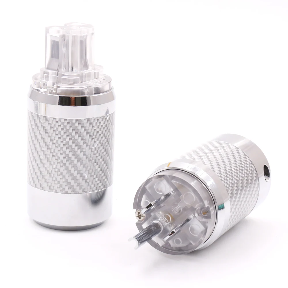 

Pair 2018 version Carbon Fiber Rhodium IEC US 15A AC plug mains connector Power plug New