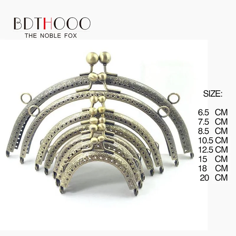 6,5/7,5/8,5/10,5/12,5/15/18/20cm DIY Metal semicirc bolso mango moneda bolsas de Metal beso Cierre de broche accesorios de Marco