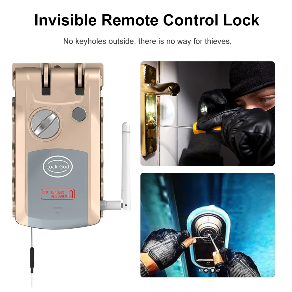 Smart Door Electric Lock DoorLock Dual Core Bluetooth Remote Control Phone Smartlock with 4 controler for Office Home Hotel