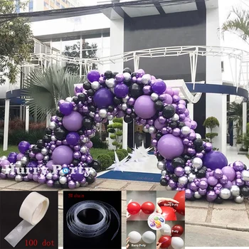 

396pcs Pastel Ballon Gonflable Anniversaire Garland Arch Kit Chrome Silve Purple Birthday Wedding Outdoor Party Decor Balloons