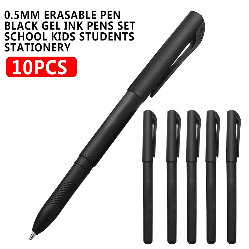 10 pièces/ensemble 0.5mm stylo effaçable noir Simple Gel encre Transparent stylos à bille ensemble école bureau étudiants fournitures de papeterie