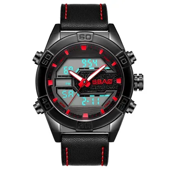 

Shuangbao Luminous Electronic Watch Waterproof Genuine Leather Strap Shi Ying Men Watch Business Gao File Table